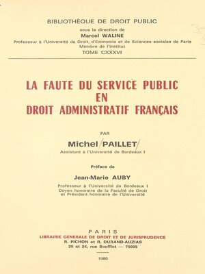 cover image of La faute du service public en droit administratif français